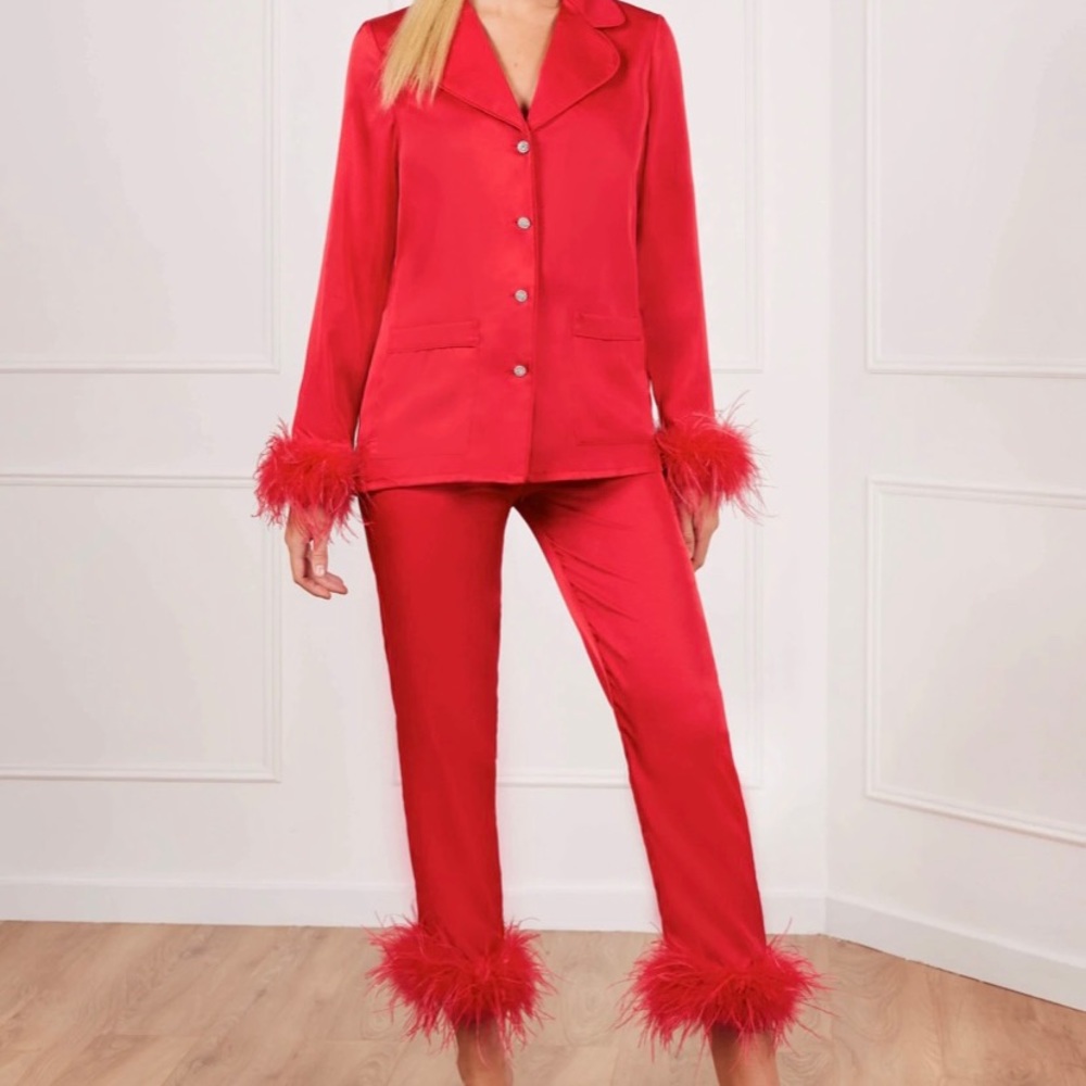 Nadine Merabi Red Silk Pajamas - brand new, never worn